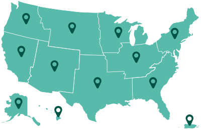 Illustrated map of the United States.