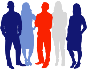 silhouette of people standing in a group