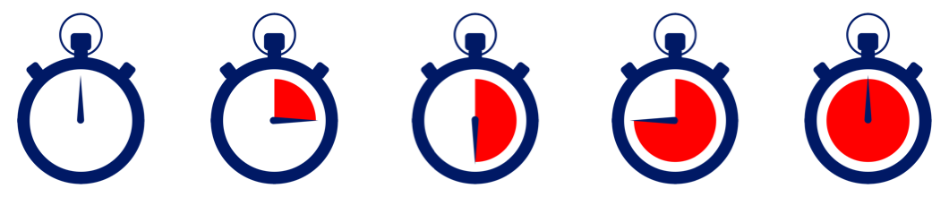 vector graphic of a stopwatch counting up from zero to one hour