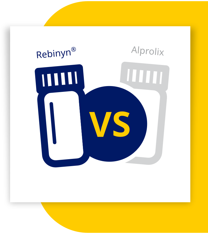icon depicting a Rebinyn&reg; vial vs. an Alprolix vial.